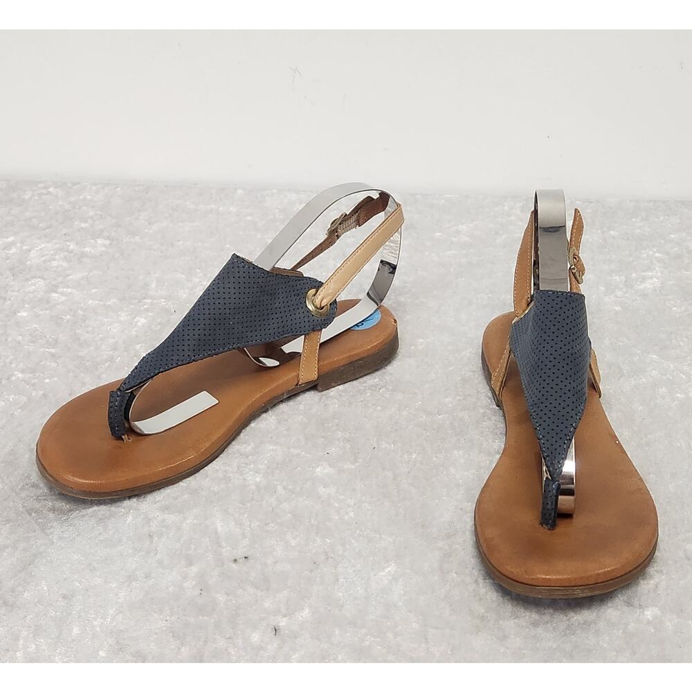SOPHIA MILANO Women Blue Flat Thong Ankle Strap Sandals-Size 7.5
